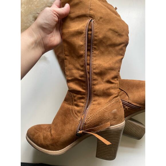 DV Tan Faux Suede Over The Knee Heeled Boots - Picture 5 of 15